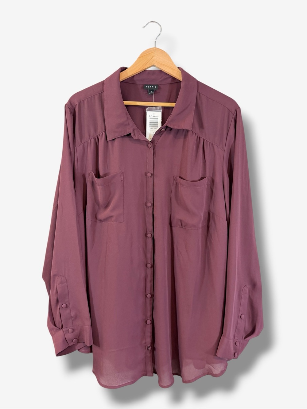 Torrid Madison Georgette Button Up Shirt 4X Wine Burgundy NWT Plus Size 26